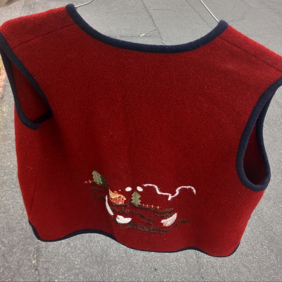 Wool Vest Womans Burgundy Red - Co Co Selections - Made In Asia - 1990s - Picture 2 of 6